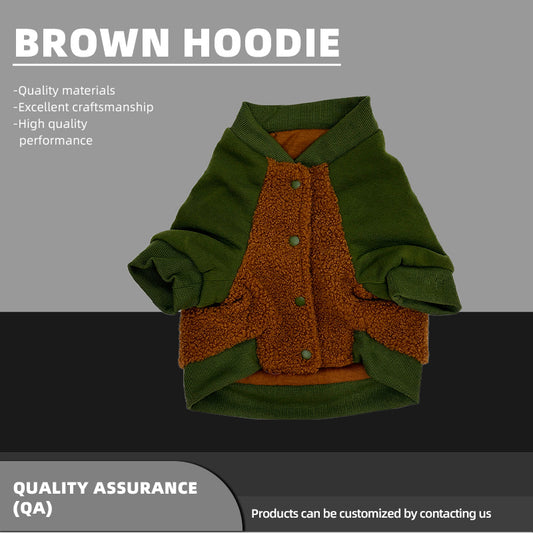 Brown Hoodie   Two-step buckle design for easy on-and-off wear