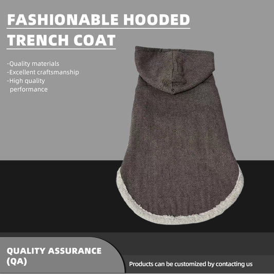 Fashionable Hooded Trench Coat   Winter Warmth Cotton Jacket Reversible Fleece Vest