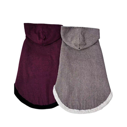Fashionable Hooded Trench Coat   Winter Warmth Cotton Jacket Reversible Fleece Vest