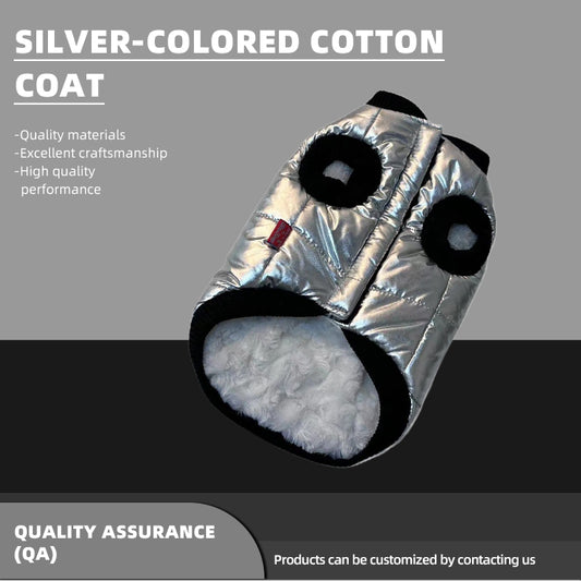 Silver-colored cotton coa   Stylish design Windproof and waterproof